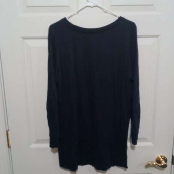 Chico's Navy Blue Tunic Top Galaxy Print Stars & Sequins - Picture 6 of 7